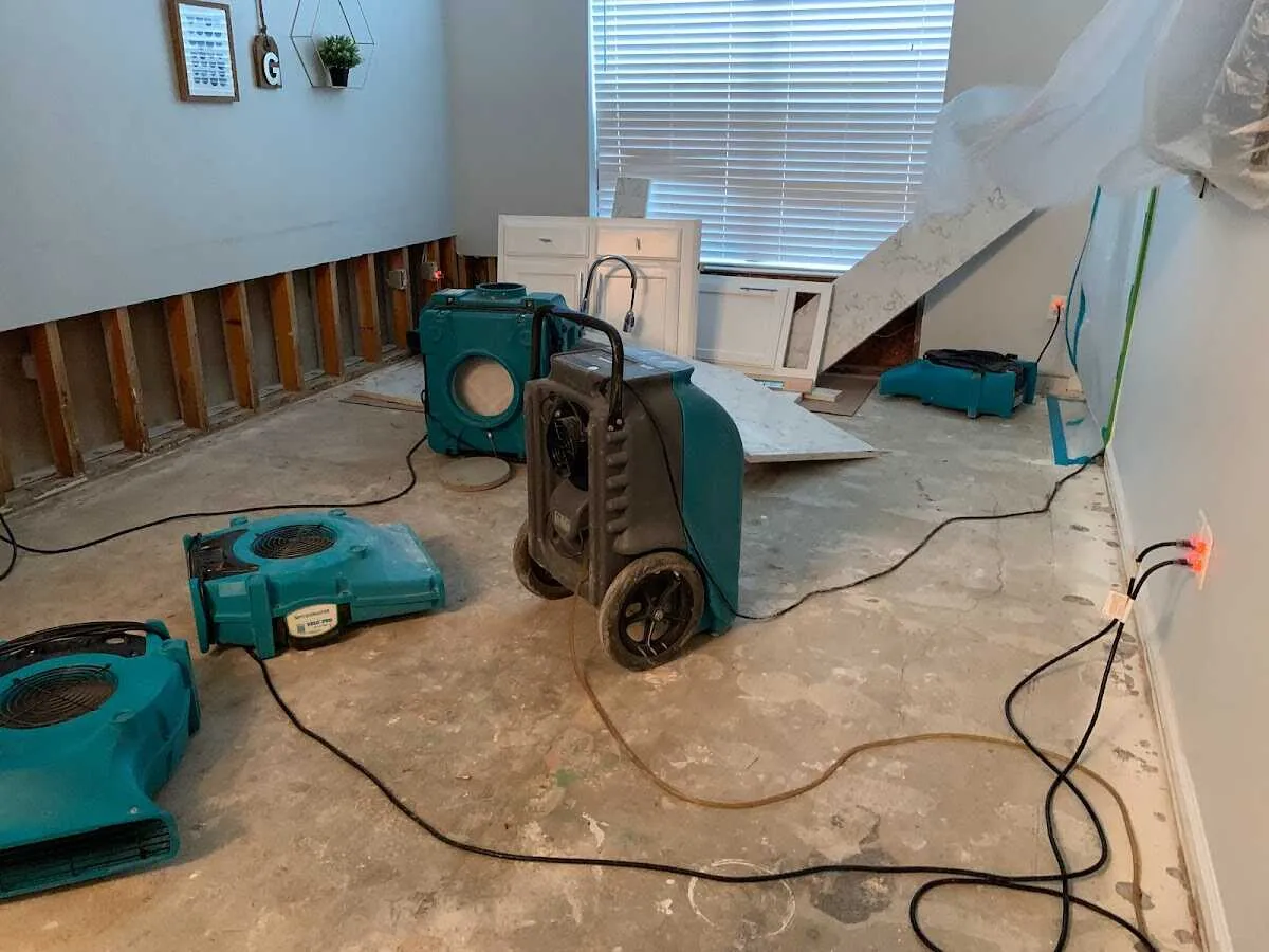 Dehumidifier in flood-cut room for Water Extraction & Removal in Ross
